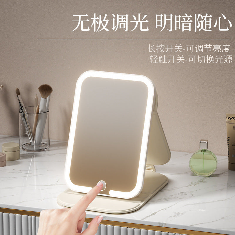 Cute Led Lighted Small Mirror for Women, Portable Travel Mini Makeup Mirror, Desktop Standable Vanity Mirror with Fill Light - image 1