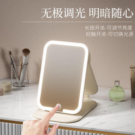 Cute Led Lighted Small Mirror for Women, Portable Travel Mini Makeup Mirror, Desktop Standable Vanity Mirror with Fill Light - image 1
