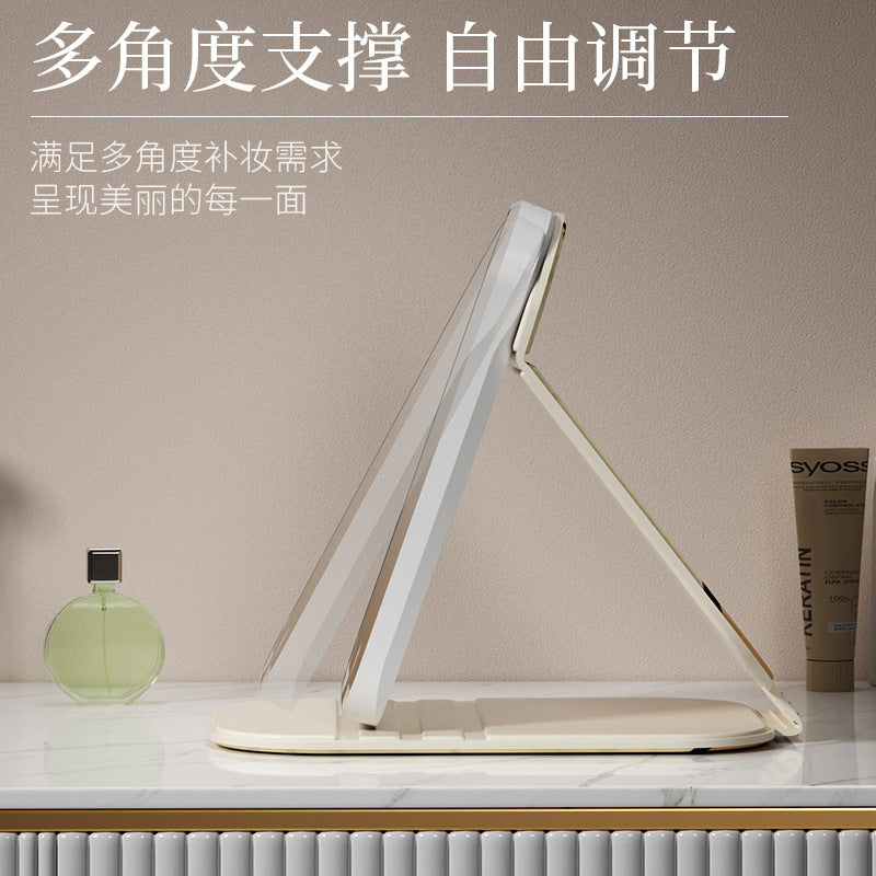 Cute Led Lighted Small Mirror for Women, Portable Travel Mini Makeup Mirror, Desktop Standable Vanity Mirror with Fill Light - image 3