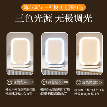 Cute Led Lighted Small Mirror for Women, Portable Travel Mini Makeup Mirror, Desktop Standable Vanity Mirror with Fill Light - image 4