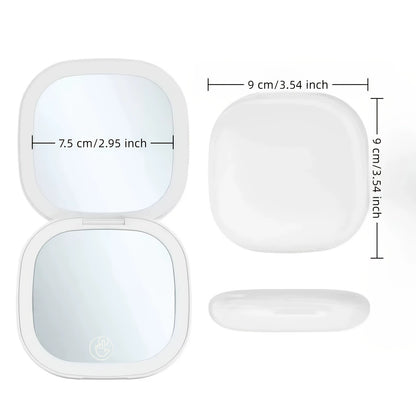 Cross-Border Magnetic Suction Hot-Selling Model, Foldable Portable Handheld Beauty Mirror with 10X Magnification, Square Dual Led Light Vanity Mirror - image 5