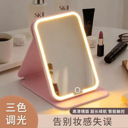 Led Makeup Mirror with Light, Foldable, Dimmable, Portable, Ins-Style, Student Dormitory Desktop Mirror, New Model - image 2