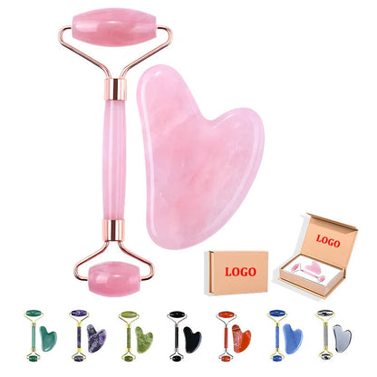 Amazon's Best-Selling Pink Crystal Jade Double-Headed Roller Massager, Heart-Shaped Scraper, Special Massage and Gua Sha Tool, in Stock from the Manufacturer - image 2