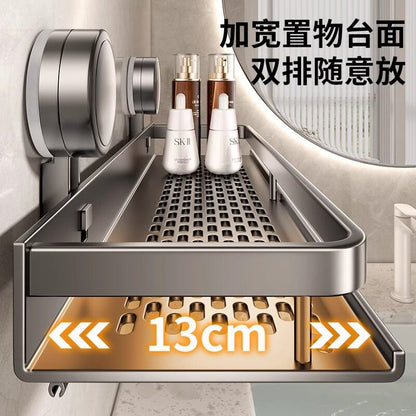 No-Drill Suction Cup Storage Rack, Space Aluminum Bathroom Storage Rack, Wall-Mounted, No-Nail Bathroom Shelf - image 3