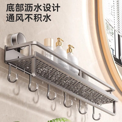 No-Drill Suction Cup Storage Rack, Space Aluminum Bathroom Storage Rack, Wall-Mounted, No-Nail Bathroom Shelf - image 4