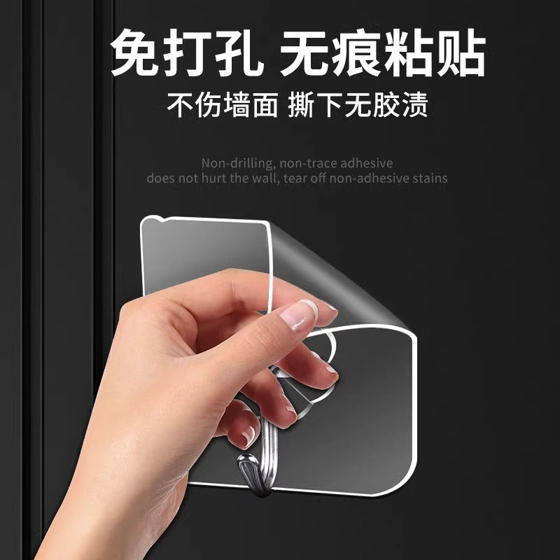 Adhesive Hooks, No-Drill, Heavy-Duty, Nail-Free, Wall-Mounted, Bathroom Mop Holder, Traceless Hooks, Strong Adhesive Stickers - image 2