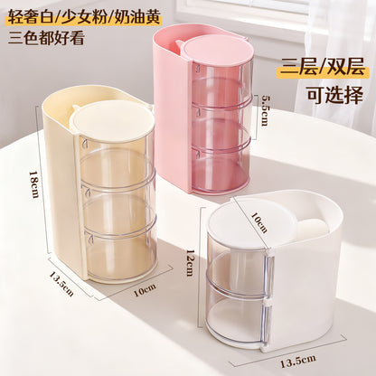 Powder Puff Rotating Dust-Proof Dressing Table Desktop Beauty Sponge Air Cushion Breathable Storage Rack Cosmetics Storage Box - image 2