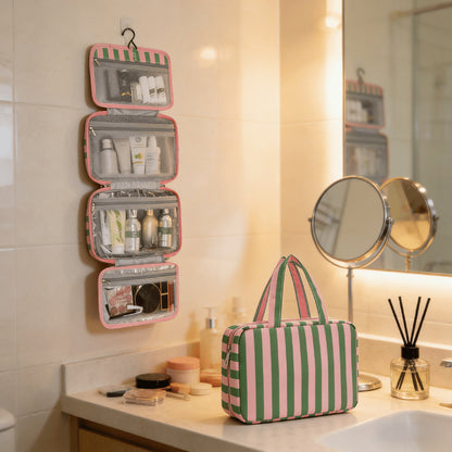 Cross-Border Bestseller 60% off Foldable Wet and Dry Separation Toiletry Bag Travel Portable Striped Makeup Bag Large Capacity Storage Bag - image 1