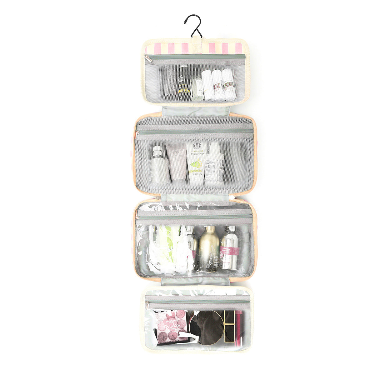 Cross-Border Bestseller 60% off Foldable Wet and Dry Separation Toiletry Bag Travel Portable Striped Makeup Bag Large Capacity Storage Bag - image 2