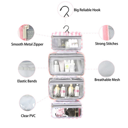 Cross-Border Bestseller 60% off Foldable Wet and Dry Separation Toiletry Bag Travel Portable Striped Makeup Bag Large Capacity Storage Bag - image 3