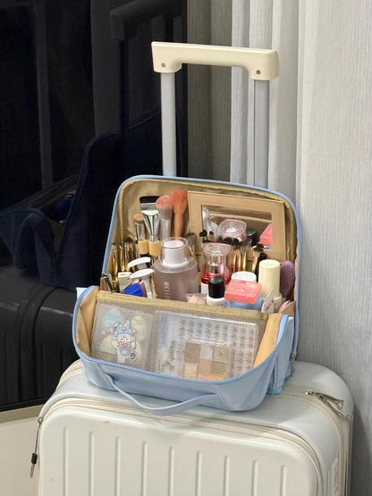 Carefully selected stand-up partitioned makeup bag, large-capacity portable storage bag, convenient for travel, can be hung on luggage - image 1