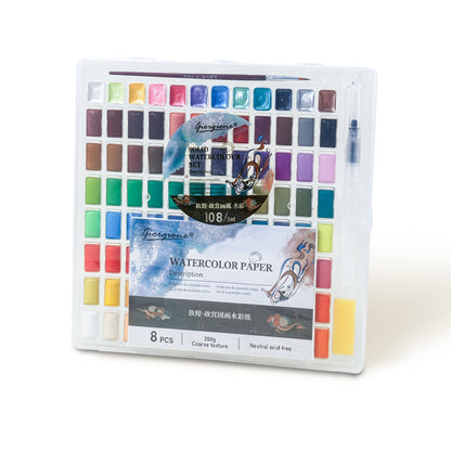 Giorgione 108-piece nail art watercolor paint set, featuring pearlescent watercolors, gouache, and solid pigment palettes, ideal for painting and sketching - image 5