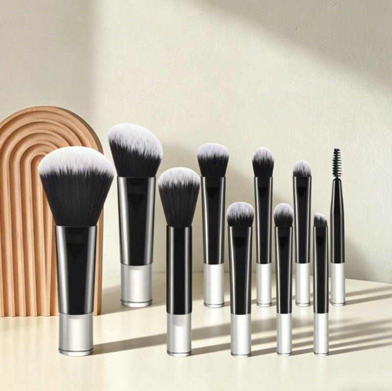 Cross-border new product: 10-piece mini makeup brush set with case, blush brush, eyeshadow brush, foundation brush, crystal handle beauty tools - image 3