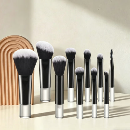 Cross-border new product: 10-piece mini makeup brush set with case, blush brush, eyeshadow brush, foundation brush, crystal handle beauty tools - image 3