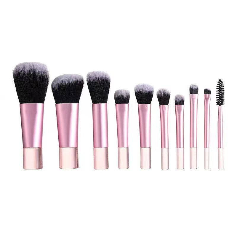 Cross-border new product: 10-piece mini makeup brush set with case, blush brush, eyeshadow brush, foundation brush, crystal handle beauty tools - image 5