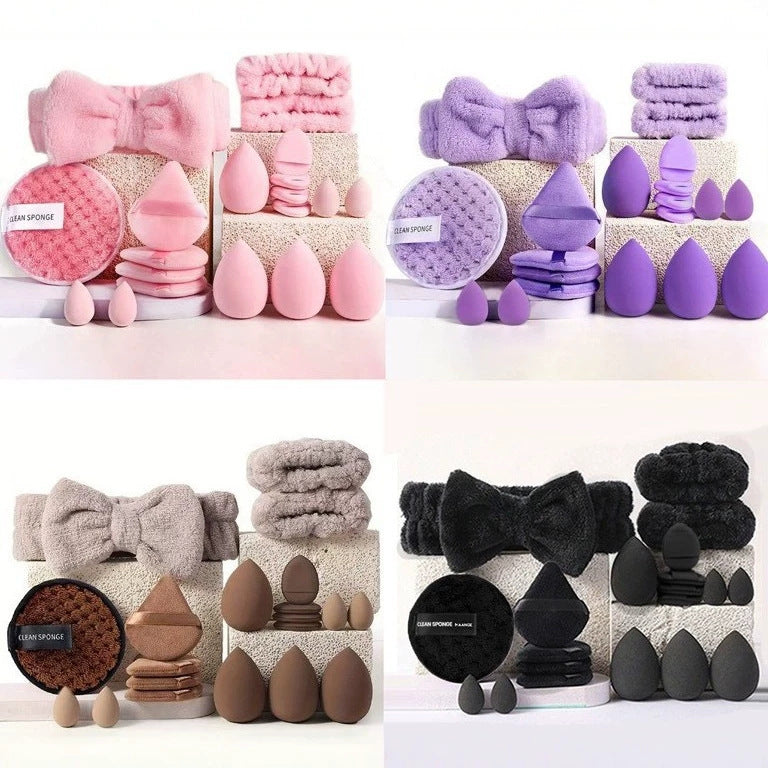 Bagged Beauty Sponge Set, Solid Color Powder Puff Set 14 pieces, 12 pieces, 9 pieces, 4+3, 11 pieces, 20 piece set - image 1