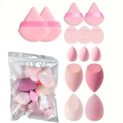 Bagged Beauty Sponge Set, Solid Color Powder Puff Set 14 pieces, 12 pieces, 9 pieces, 4+3, 11 pieces, 20 piece set - image 4