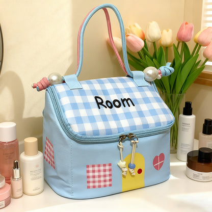 Cute little house makeup bag storage pouch, portable cosmetic storage bag, large-capacity, classified, waterproof cosmetic bag - image 3