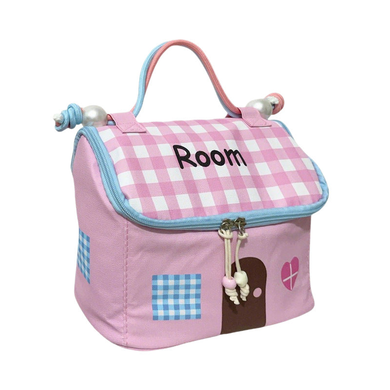Cute little house makeup bag storage pouch, portable cosmetic storage bag, large-capacity, classified, waterproof cosmetic bag - image 5