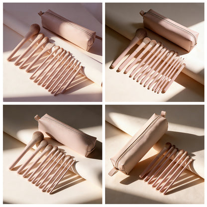 5pcs/7pcs/10pcs/13pcs pink makeup brush set, cherry blossom pink, new product, comes with a makeup bag, includes blush brush - image 1