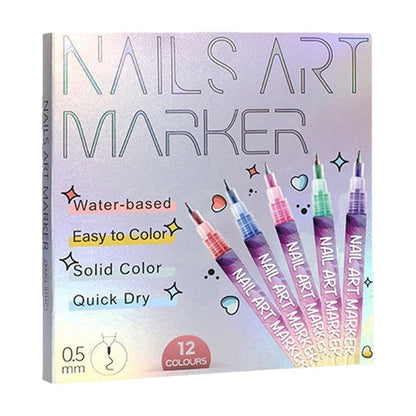 Cross-Border 12-Color DIY Nail Art Pens, Multi-Color Nail Pens, Graffiti Pens, Quick-Drying Watercolor Pen Set, Marker Pens - image 5