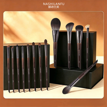 Cangzhou Wooden Handle 13-Piece Makeup Brush Set Animal Horse Hair Eyeshadow Brush Blush Foundation Brush Concealer Brush Factory Direct Sale - image 2