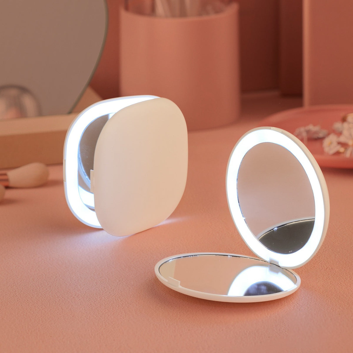 Amazon's Best-Selling High-Definition Led Lighted Double-Sided Mirror, Portable Handheld Makeup Mirror, Foldable Beauty Mirror - image 1