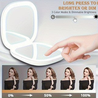 Amazon's Best-Selling High-Definition Led Lighted Double-Sided Mirror, Portable Handheld Makeup Mirror, Foldable Beauty Mirror - image 2