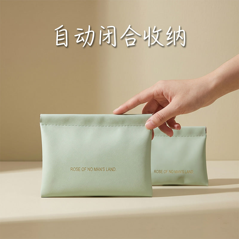 Shrapnel Storage Bag, Automatic Closing Wired Earphone Storage Pouch, Pu Coin Purse, Mini Wallet, Lipstick Makeup Bag - image 1
