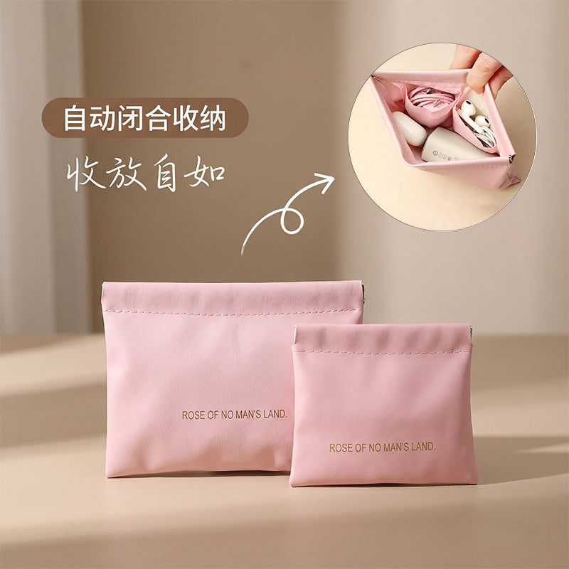 Shrapnel Storage Bag, Automatic Closing Wired Earphone Storage Pouch, Pu Coin Purse, Mini Wallet, Lipstick Makeup Bag - image 3