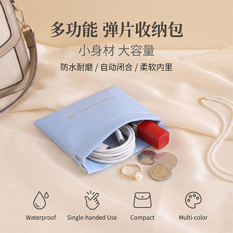 Shrapnel Storage Bag, Automatic Closing Wired Earphone Storage Pouch, Pu Coin Purse, Mini Wallet, Lipstick Makeup Bag - image 4