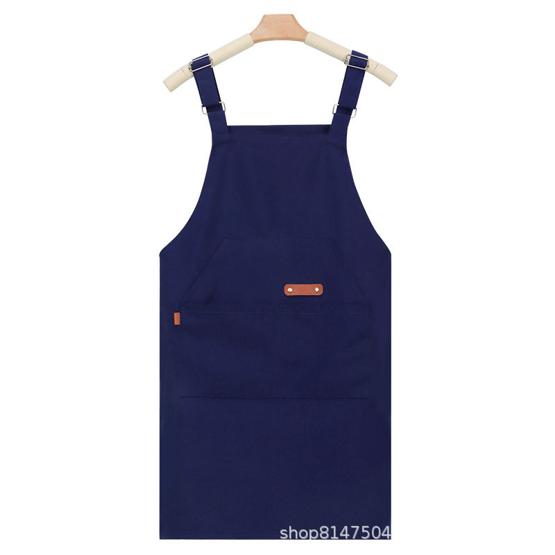 Canvas Dust-Proof and Stain-Resistant Apron with Straps for Kitchen, Milk Tea Shop, Nail Salon, Catering Workwear, Printed Apron for Women - image 5