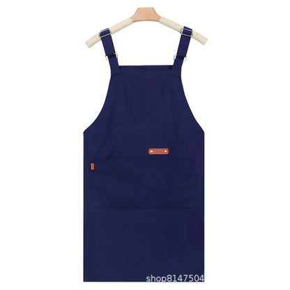 Canvas Dust-Proof and Stain-Resistant Apron with Straps for Kitchen, Milk Tea Shop, Nail Salon, Catering Workwear, Printed Apron for Women - image 5