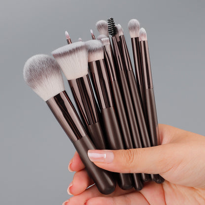 Factory Direct Sales Convenient 14-Piece Short-Handle Coffee-Colored Makeup Brush Set, Powder Brush, Eyeshadow Brush, Foundation Brush in Stock - image 3