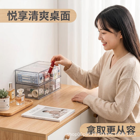 Glasses Storage Box with Compartments, Drawer-Style, Large Capacity, Handmade Material Desktop Storage Box, Acrylic Transparent Nail Art Box - image 2