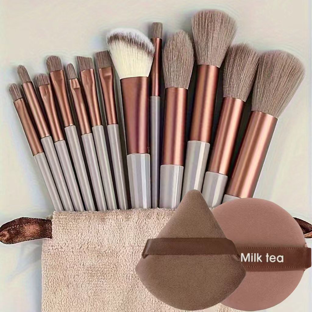 13-Piece Makeup Brush Set, Powder Brush, Blush Brush, Eyeshadow Brush, Beginner's Set with Powder Puff, Beauty Sponge, Soft Bristles, Travel-Friendly - image 2