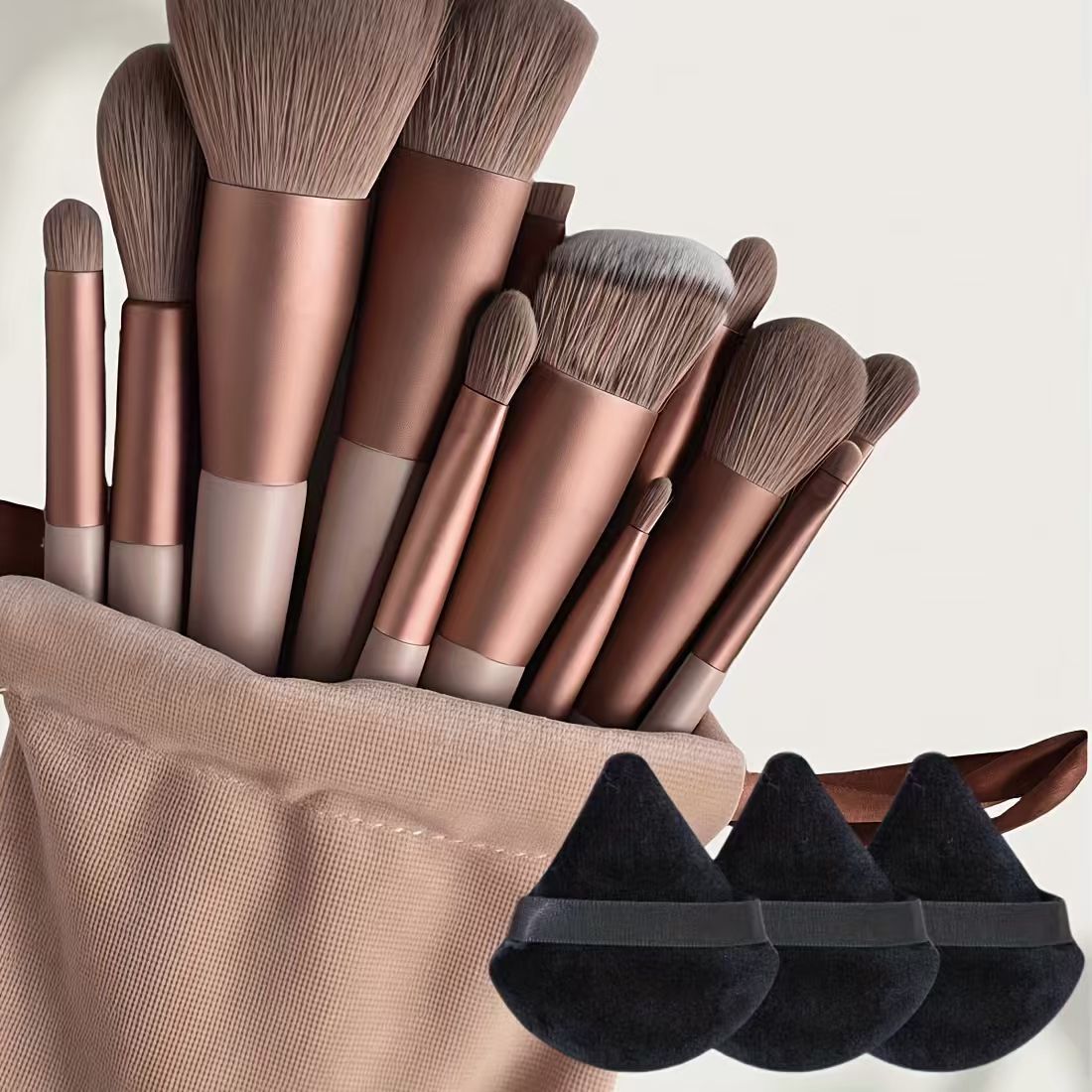 13-Piece Makeup Brush Set, Powder Brush, Blush Brush, Eyeshadow Brush, Beginner's Set with Powder Puff, Beauty Sponge, Soft Bristles, Travel-Friendly - image 4
