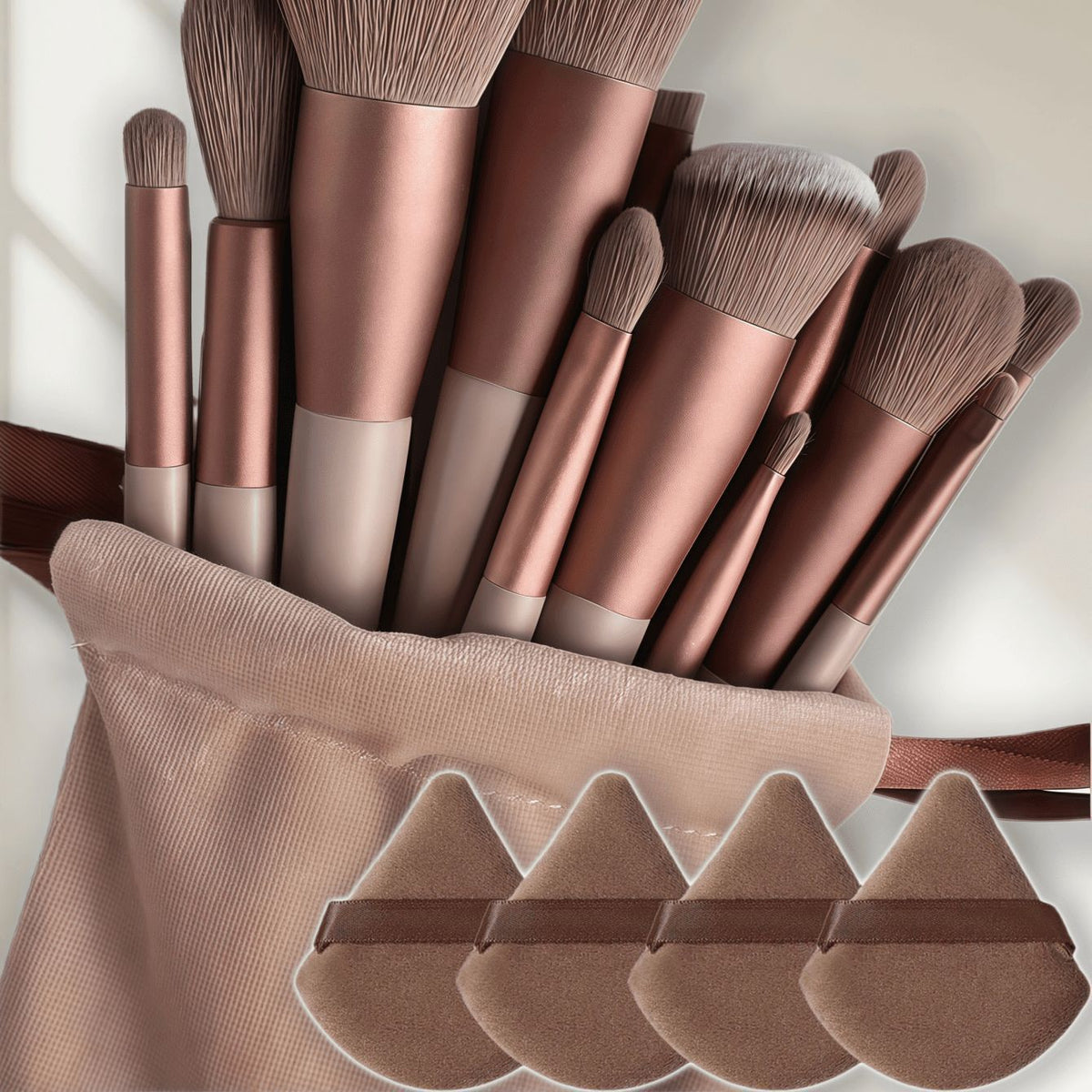 13-Piece Makeup Brush Set, Powder Brush, Blush Brush, Eyeshadow Brush, Beginner's Set with Powder Puff, Beauty Sponge, Soft Bristles, Travel-Friendly - image 5