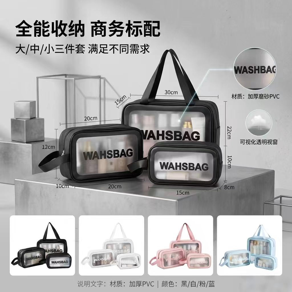 Portable Transparent Pvc Travel Toiletry Bag Frosted Large Capacity Toiletry Storage Bag Transparent Cosmetic Bag Custom-Made - image 3