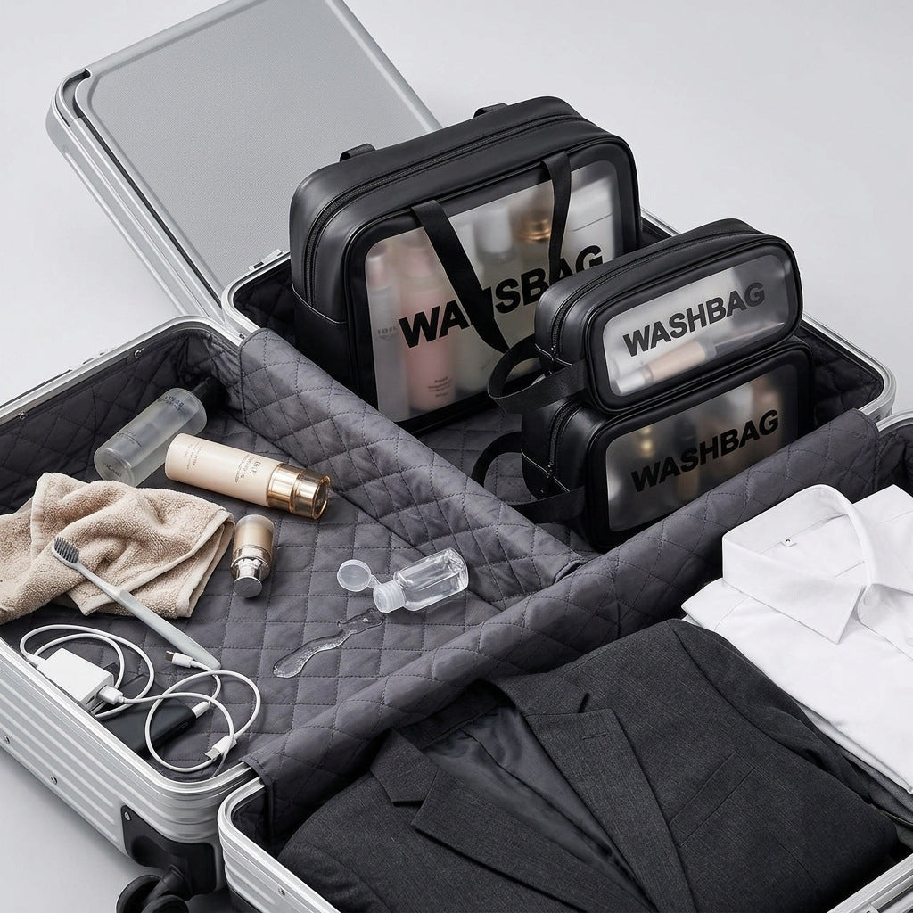 Portable Transparent Pvc Travel Toiletry Bag Frosted Large Capacity Toiletry Storage Bag Transparent Cosmetic Bag Custom-Made - image 4