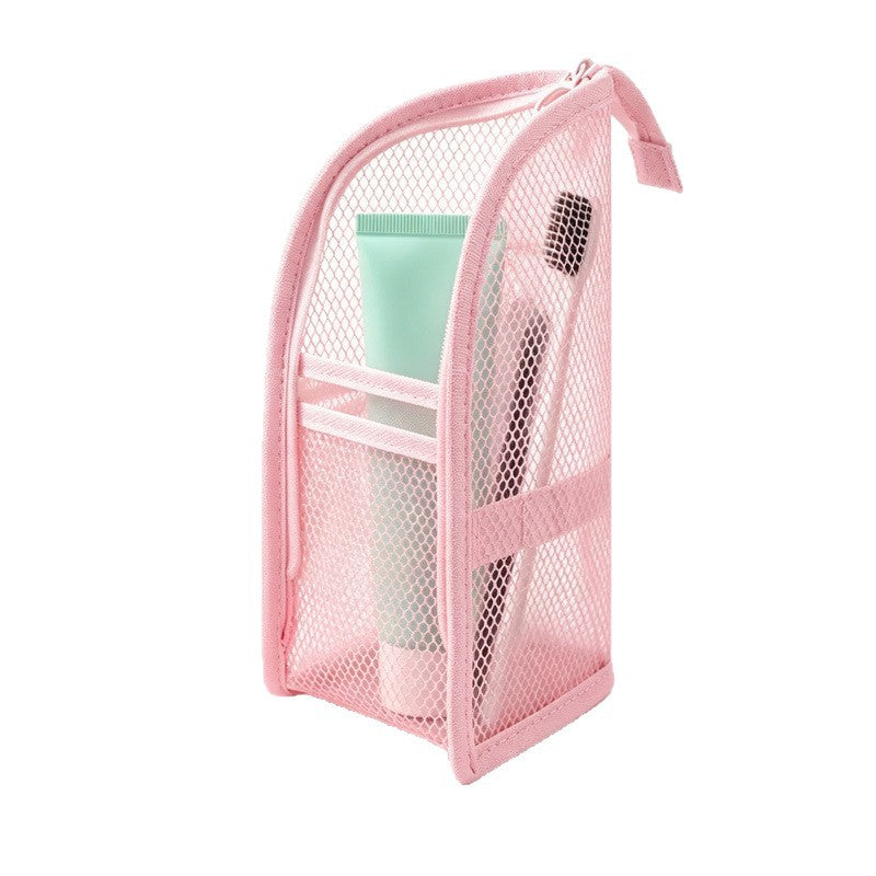 Triangular Self-Standing Toiletry Bag with Large Capacity and Multiple Pockets, Standable Makeup Bag, Portable Storage Bag for Travel and Business Trips - image 5