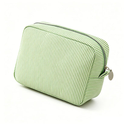 Cross-Border European and American Style Fine Striped Seersucker Large Indian-Style Trendy Storage Makeup Bag - image 5