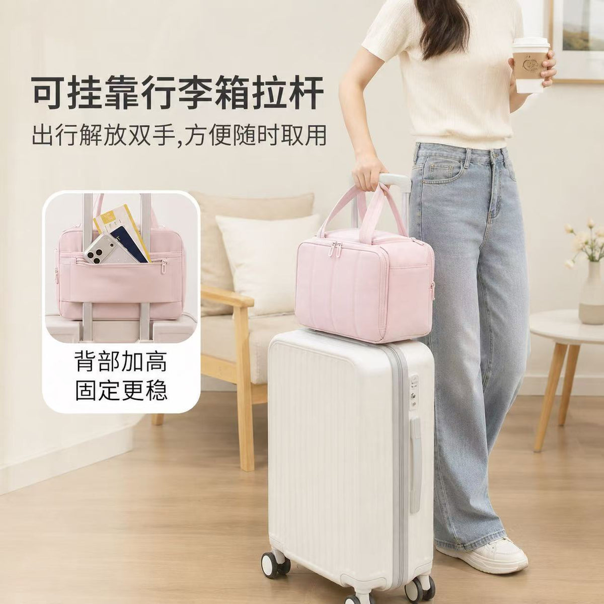 Women's large-capacity makeup bag with compartments, portable cosmetic storage bag, can be hung on luggage for travel and as a toiletry bag - image 1