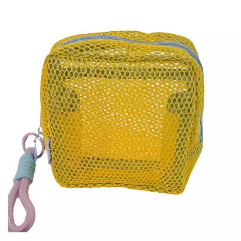 Dopamine Grid Tofu Bag Mini Mesh Coin Purse Portable Makeup Bag Travel Cosmetic Storage Pouch Factory - image 5