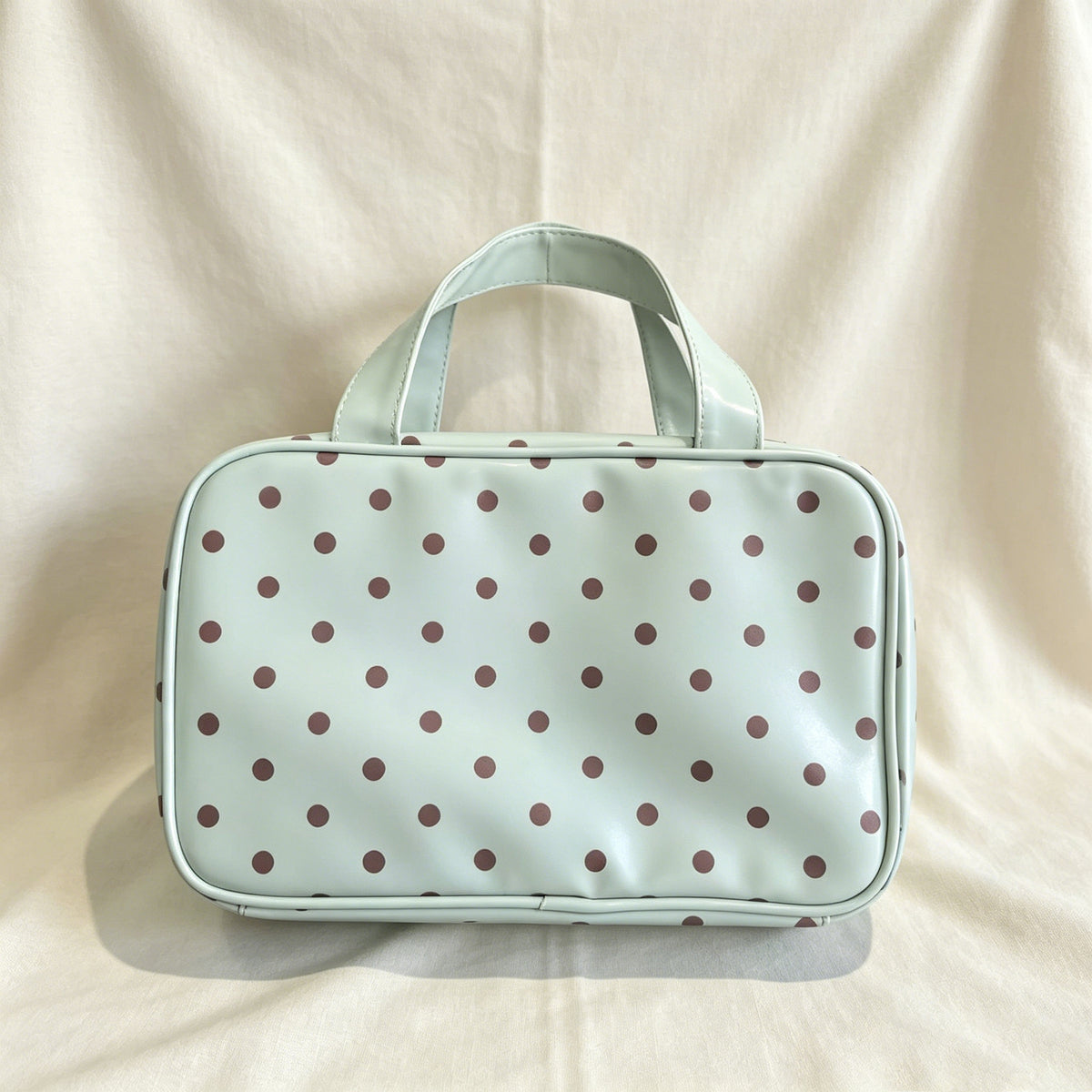 Polka Dot Portable Handheld Makeup Bag, Extra Large Capacity, Three-Layer Storage Bag, Waterproof Travel Toiletry Bag, Cute and Stylish - image 2