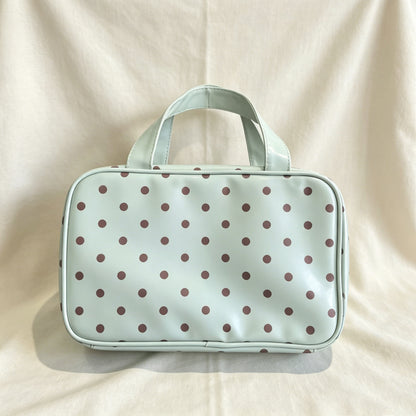 Polka Dot Portable Handheld Makeup Bag, Extra Large Capacity, Three-Layer Storage Bag, Waterproof Travel Toiletry Bag, Cute and Stylish - image 2