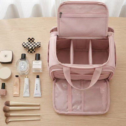 Amazon's new women's travel large-capacity makeup bag is lightweight with a large opening, quilted and fluffy storage bag - image 2