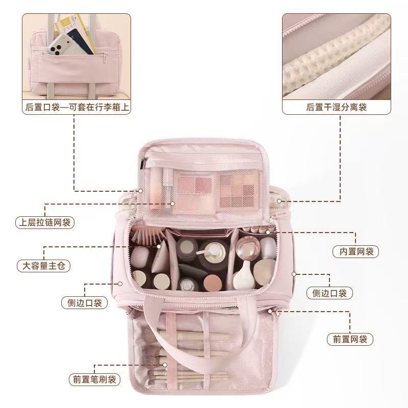 Amazon's new women's travel large-capacity makeup bag is lightweight with a large opening, quilted and fluffy storage bag - image 3