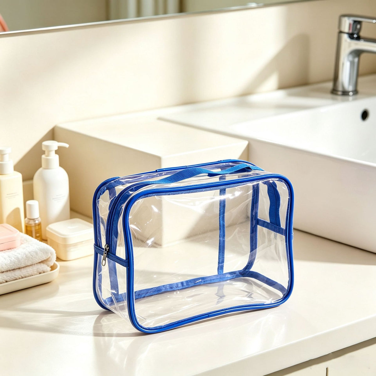 Portable transparent PVC toiletry bag, high-end large-capacity waterproof travel bag, makeup bag, toiletry storage bag - image 3