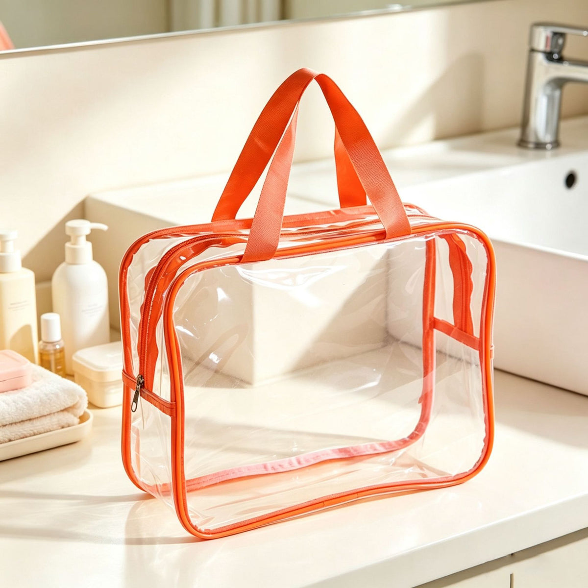 Portable transparent PVC toiletry bag, high-end large-capacity waterproof travel bag, makeup bag, toiletry storage bag - image 4